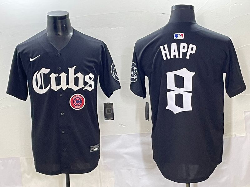 Men 2025 Chicago Cubs #8 Happ Black Five generations Joint Name Nike MLB Jersey style 10->chicago cubs->MLB Jersey